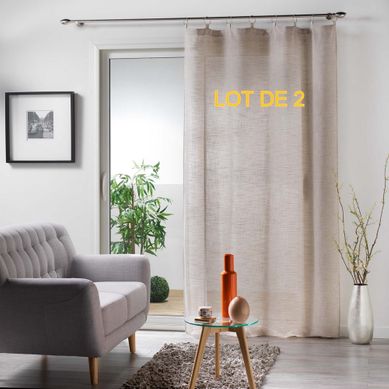 Lot De 2 Voilages A Anneaux 140 X 240 Cm Voile Tisse Milza Beige