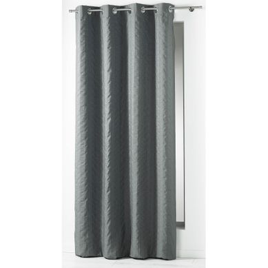 Rideau à Oeillets Uni Modele Crash Lineo Anthracite 140 X 260 Cm