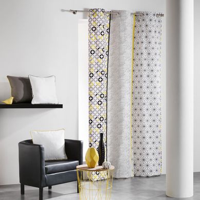 Rideau "remix" 140x240cm Gris et Jaune