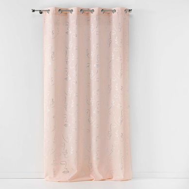 Rideau À Oeillets "arty Line" 140x260cm Rose et Argent