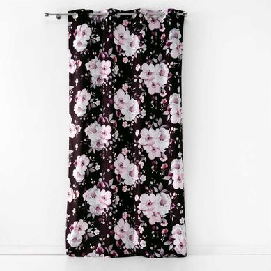 Rideau À Oeillets "velvet Flower" 140x240cm Noir