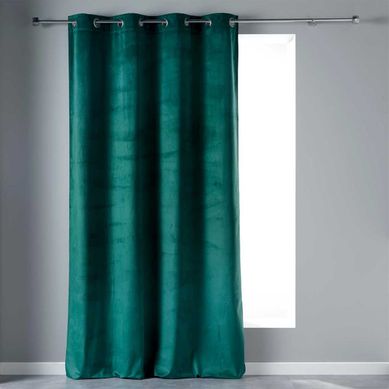 Rideau À Oeillets "velvetine" 140x240cm Bleu Pétrole