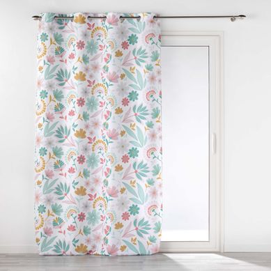 Rideau Tamisant Déco Au Style Folk - 140 X 260 Cm - Blanc
