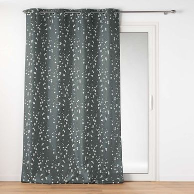 Rideau À Oeillets Imprimé "sakura" 140x260cm Anthracite