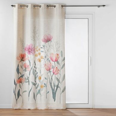 Rideau A Oeillets 140 X 260 Cm Polyester/lin Imprime Aquarellis