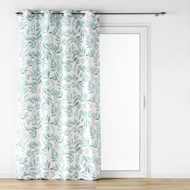 Rideau À Oeillets Imprimé "biovana" 140x260cm Vert et Blanc