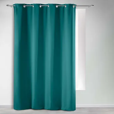 Rideau Occultant Uni À Oeillets - 135x240 Cm - Bleu Paon