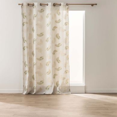 Rideau À Oeillets "isadora" 140x240cm Beige et Vert Sauge