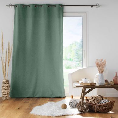 Rideau Isolant Uni Chiné À Oeillets - 140x260 Cm - Vert