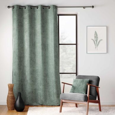 Rideau À Oeillets En Velours Chenille - 140x260 Cm - Sauge