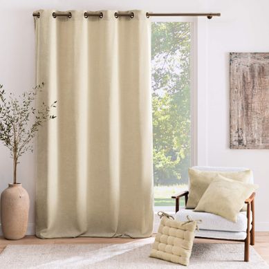 Rideau Tamisant À Oeillets En Velours Chenille - 140x260 Cm - Naturel