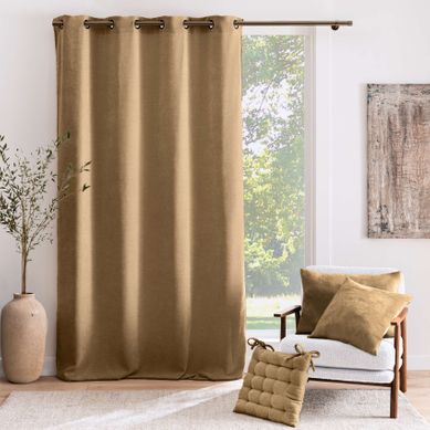 Rideau Tamisant À Oeillets En Velours Chenille - 140x260 Cm - Marron