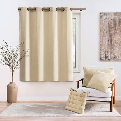 Rideau Tamisant À Oeillets En Velours Chenille - 140x180 Cm - Naturel