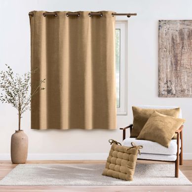 Rideau Tamisant À Oeillets En Velours Chenille - 140x180 Cm - Marron