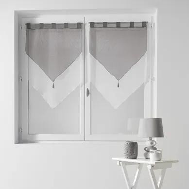 Paire De Voilages "duo" 60x90cm Blanc et Gris