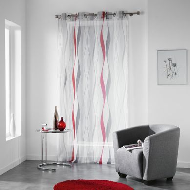 Paire De Voilages Castille Rouge – Dimensions 60 X 90 Cm, Uni, Tissu – Marque Paris Prix, Neuf