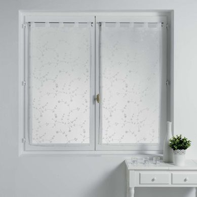 Paire De Voilages "petite Fleur" 60x90cm Blanc