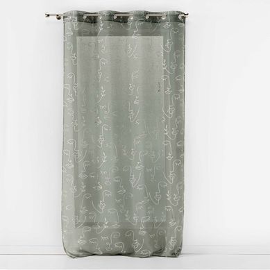 Rideau Voilage À Oeillets "arty Line" 140x240cm Kaki et Argent