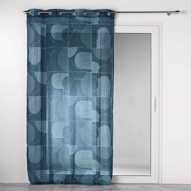 Rideau Voilage À Oeillets "esquisse" 140x280cm Bleu
