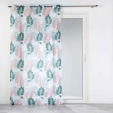 Rideau Voilage À Oeillets "belline" 140x280cm Blanc et émeraude