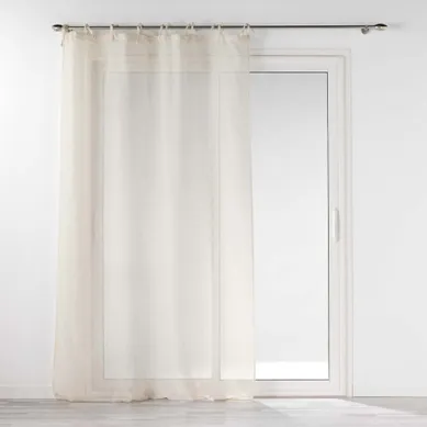 Voilage À Nouettes - Effet Lin Tissé - 140x240 Cm - Beige