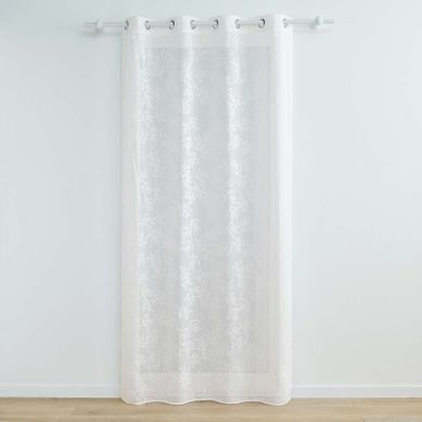 Voilage Vintage Fleurs Brodées - 140x240 Cm - Blanc