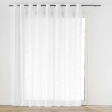 Grand Voilage À Oeillets Blanc - Effet Lin Tissé - 300x240 Cm - Blanc