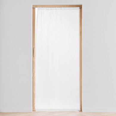 Voilage Grande Fenêtre - Effet Lin Tissé - 90x200 Cm - Blanc
