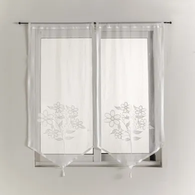 Paire De Voilage À Pompons "fleurine" 45x120cm Blanc