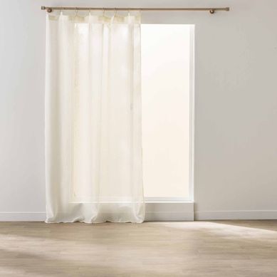 Rideau Voilage À Anneaux "sunline" 140x240cm Blanc et Or