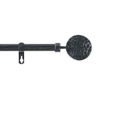 Kit De Tringle Déco Avec Embouts Ronds Martelés - 120-210 Cm - Noir