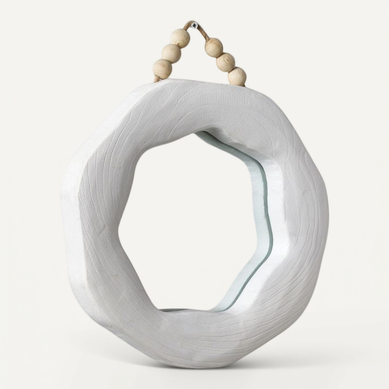 Miroir Irrégulier Avec Perles Matisse Blanc