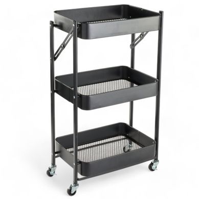 Chariot De Service Relaxdays 3 Niveaux - Métal Et MDF 84x83x37cm Noir/Brun