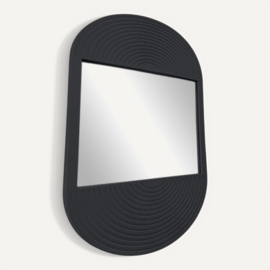 Miroir Mural Ovale En Bois Moka Noir