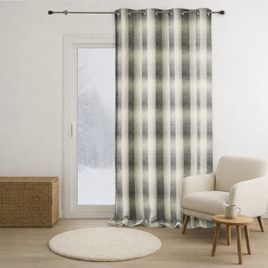 Rideau Tamisant À Motif Quadrillé - 140x260 Cm - Gris Clair