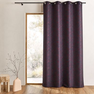 Rideau Tamisant Jacquard À Motifs Géométriques - 140x260 Cm - Bordeaux