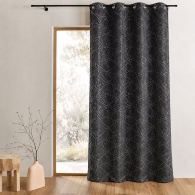 Rideau Tamisant Jacquard À Motifs Géométriques - 140x260 Cm - Gris Clair