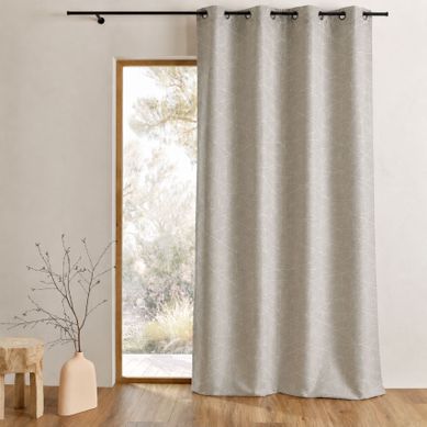 Rideau Tamisant Jacquard À Motifs Géométriques - 140x260 Cm - Beige