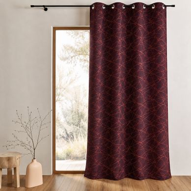 Rideau Tamisant Jacquard À Motifs Géométriques - 140x260 Cm - Rose Blush