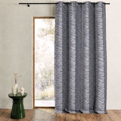 Rideau Tamisant En Jacquard À Rayures Verticales Design - 135x260 Cm - Bleu