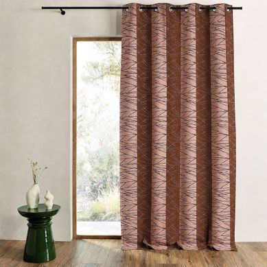 Rideau Tamisant En Jacquard À Rayures Verticales Design - 135x260 Cm - Marron Chocolat