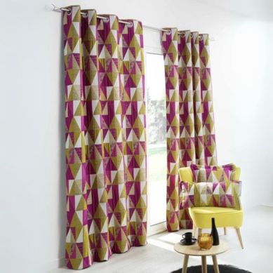 Rideau Design À Motifs Triangulaires - 140x260 Cm - Rose Blush
