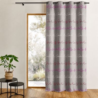 Rideau Jacquard À Imprimé D’écritures - 140x260 Cm - Gris Clair