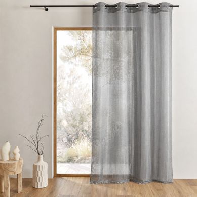Voilage Organza À Gouttes Métalliques - 150x260 Cm - Gris Clair