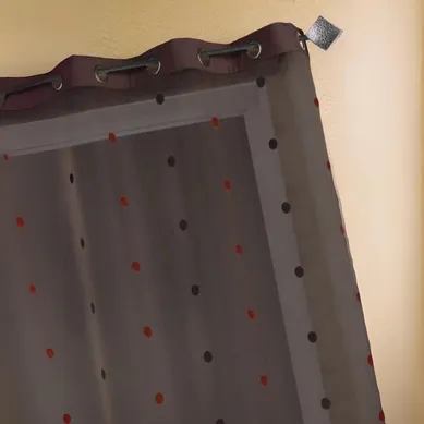 Voilage Organza Jacquard Avec Parement Uni Taffetas - 140x260 Cm - Marron Chocolat