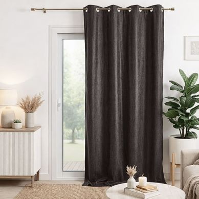 Rideau Faux Uni Prêt À Poser - 140x260 Cm - Marron Chocolat