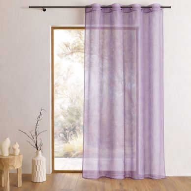 Voilage Organza À Fines Rayures Horizontales - 140x240 Cm - Violet Parme Voilage Organza À Fines Rayures Horizontales - 140x240 Cm - Violet Parme