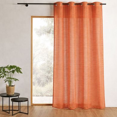 Voilage À Fines Rayures Prêt À Poser - 290x240 Cm - Orange
