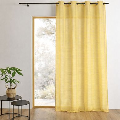 Voilage À Fines Rayures Prêt À Poser - 290x240 Cm - Jaune Ocre
