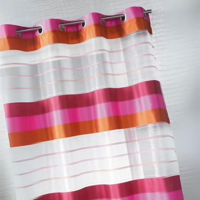 Voilage Organza Aux Rayures Horizontales - 135x260 Cm - Fuchsia
